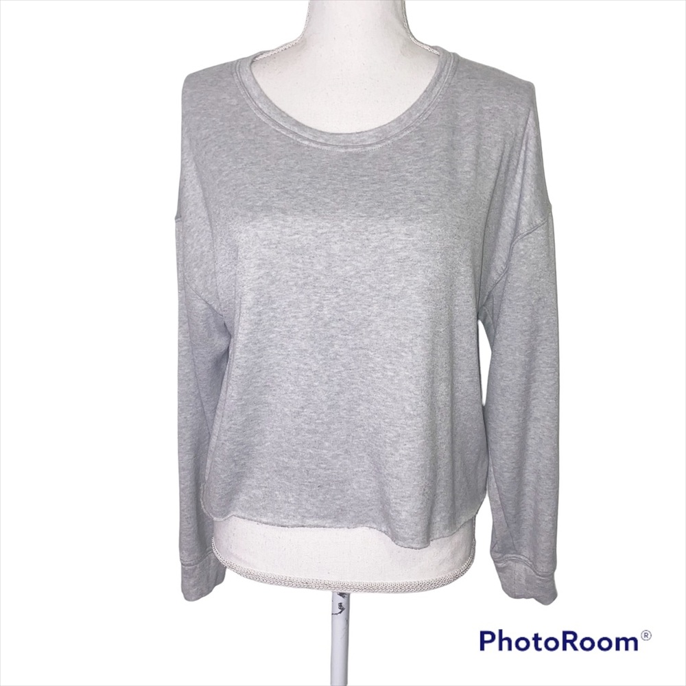 Splendid Raw Edge Lightweight Pullover Cropped Sw… - image 2